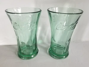 2 vasos acampanados de Coca Cola con tapa pesada 16 OZ verde Libbey - Imagen 1 de 4