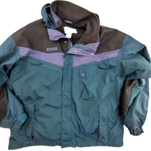 Vintage 90s Columbia Sportswear 3 in 1 Ski Jacket Coat Sz XL Teal Black Purple - Picture 1 of 24