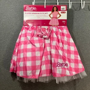 NEW Barbie Movie Gingham Tutu Kit Halloween Costume Girls Small Skirt Bandana - Picture 1 of 3