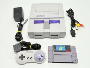 Super Nintendo 1 Chip 03 Console Bundle w/Super Mario World *TESTED* - Picture 1 of 19