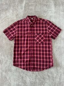 Warrior UK Shirt Men's Large Plaid Red Short Sleeve Vtg Suedehead Mod Skinhead - Picture 1 of 8