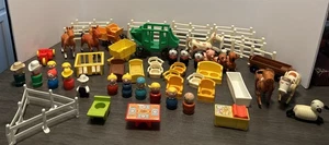 61 Piece Vintage Fisher Price Little People Lot Furniture, Animals & People #974 - Picture 1 of 20