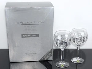 WATERFORD MILLENNIUM HEALTH CRYSTAL TOASTING BALLOON WINE GLASSES – SET OF 2 - Picture 1 of 10
