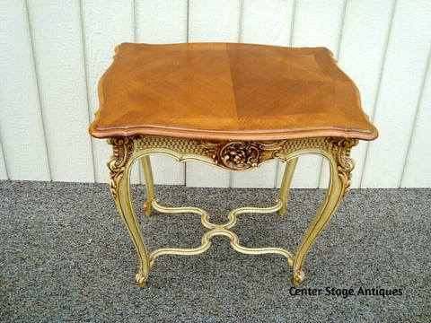 59969 QUALITY Satinwood Lamp Table Stand w Orignal Factory Painted Base Cover
