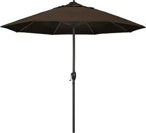 9' Aluminum Patio Umbrella, Crank Lift, Bronze Pole, Mocha - Picture 1 of 8