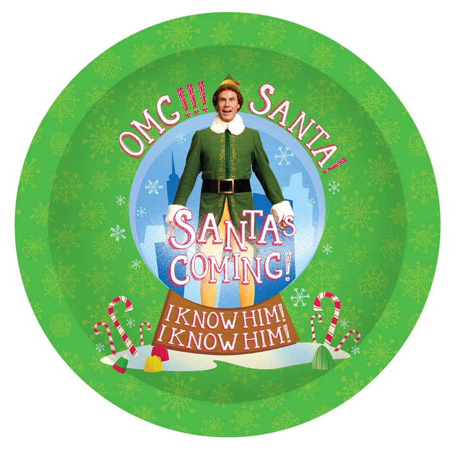 Platos de cena de papel de 9" para fiesta de Navidad de invierno de cumpleaños para niños de película de elfos Foto 1 de 1