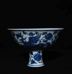 Sammlerstück Kunst Handmalerei blau-weiß Porzellan Drachen Schale - Bild 1 von 9