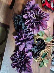 Lot of 6 Hobby Lobby flowers Black and Purple - Picture 1 of 2