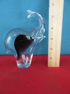 777. Murano? Glass Elephant Paperweight Figurine Clear with a Purple Center - Picture 1 of 5