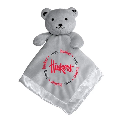 Nebraska Cornhuskers Gray Security Bear Baby Blanket [NEW] Plush Teddy Stuffed Cover