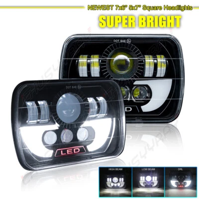 For Kenworth T300 Trucks Newest Pair 130W 7x6" 5x7inch LED HI/LO Headlights DRL - Image 1 of 4