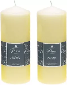 2 X Prices Ivory Altar Candle 200Mm X 80Mm 100 Hours Burn Time - Picture 1 of 1