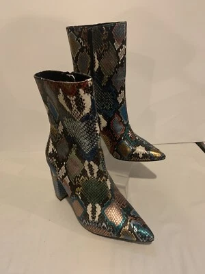 Botín Baxboo Bellflower bloque punta puntiaguda. Talla 5-1/2. Cremallera lateral. Colorido Foto 1 de 4