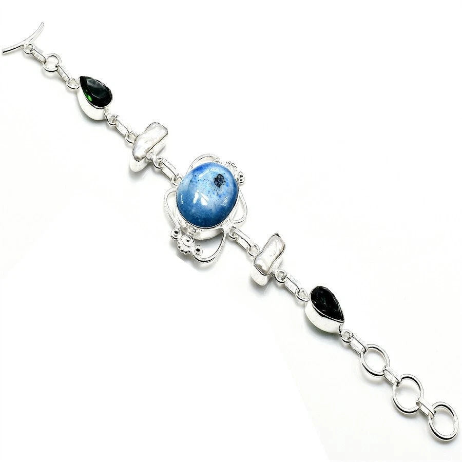 Solar Quartz Gemstone Handmade 925 Sterling Silver Jewelry Bracelet Size-7-8" - Image 1 of 1