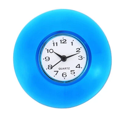 Mini Wanduhr Badezimmer Küchen Spiegel Saugnapf wasserdichte Quarzuhren blau - Bild 1 von 4