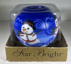 Vintage 1990’s Round Ball Glowing Candle Winter Snowman Scene Christmas - Picture 1 of 7