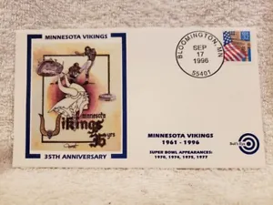 VERY RARE 1996 Minnesota Vikings 35th Anniversary Season Postal Cachet of 350!! - Picture 1 of 2