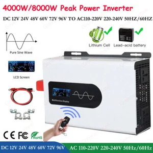 8000W Peak Power Pure Sine Wave Solar Inverter 12V 24V 48V 60V 72V to 220V - Picture 1 of 16