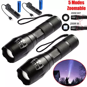 2PC Super Bright 3500000LM High Power LED Tactical Torch Rechargeable Flashlight - Picture 1 of 14