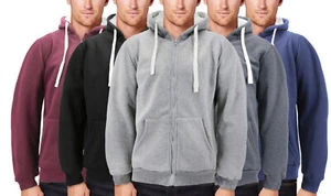 Men's Thermal Zip Up Hoodie Sweater Warm Heavyweight Sherpa Lined Jacket - Picture 1 of 29