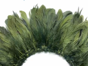 Striscia da 4 pollici - verde oliva sbiancata e tinta corda gallo piume per ciabatte - Foto 1 di 7