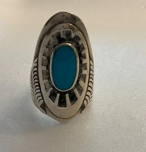 Indianer Navajo Ben Nachtpferd Ring Sterlingsilber 925 Türkis Größe 6 - Bild 1 von 10
