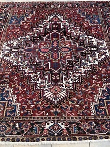 Heriz Teppich Orient Perser Rug Serapi Kazak Rot Schurwolle Quadrat Alt Kostbar - Picture 1 of 9