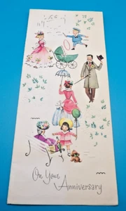 Vintage 1957 Unbrand Wedding Anniversary Card 1900's Family Scenes, Embossed - Picture 1 of 4