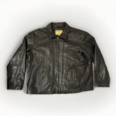 Boston Harbour Genuine Leather Jacket Black Zip Front Outdoorwear Size XXL - Image 1 of 4
