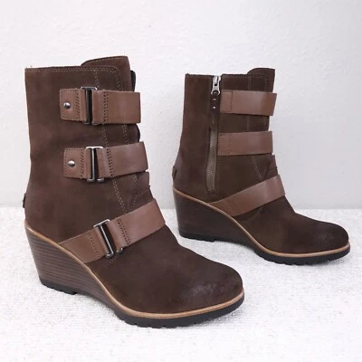 SOREL Botín de Cuña para Mujer 10 Marrón Tacón Impermeable Botas Después de Horas Cremallera Foto 1 de 4