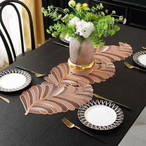2PCS Solid PVC Leaf Table Mat Cover Runner Hollowed Oilproof Retro Decoration