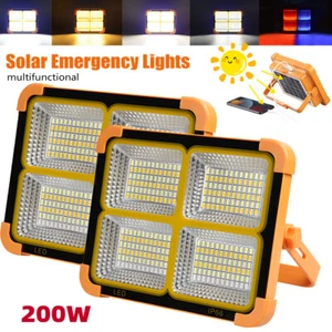 200W LED Rechargeable Solar Floodlight Magnetic Portable Light Camping Lantern - Picture 1 of 22