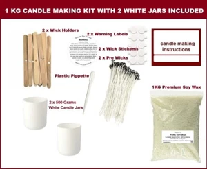 1KG Candle Making Kit - Jars Included - Instructions DIY - Picture 1 of 1