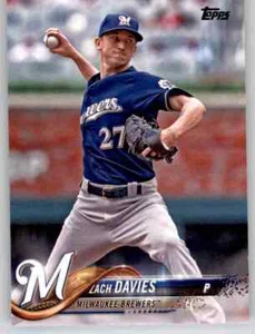 2018 Topps Series 1 Zach Davies Base Card MLB PWE Set Break Brewers #255 - Picture 1 of 2