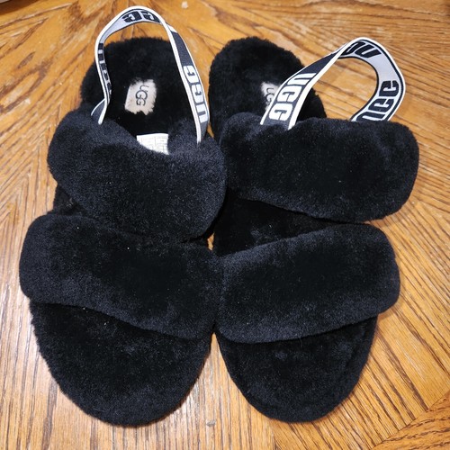 NUOVO: UGG Scarpe Donna Sandali Oh Yeah Peluche Morbido Pantofole: Tutto Nero: 1107953