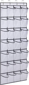 Over-the-Door Shoe Rack, 28 Large Mesh Pockets, White - Picture 1 of 7