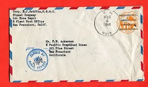 MILITARY - World War 2/WW2 - USA - US Navy 04/04/1944 Air Mail (368-d76) - Bild 1 von 2