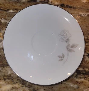Noritake Rosay 6216 Tea Saucer 6" White Rose Floral Platinum Trim Japan - Picture 1 of 3