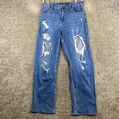 Hollister Ultra High Rise Dad Jeans Women's W32xL33 Blue Distressed Stretch - Image 1 of 4
