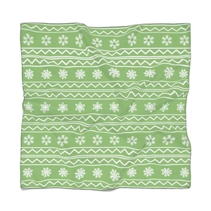 Weihnachten Schneeflocke Xmas Geschenkpapier grün Poly Schal - Bild 1 von 8