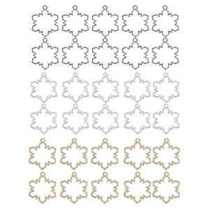  30 Pcs Snowflake Pendant Charm Bezels Hollow Epoxy Mold Pendants - Picture 1 of 12
