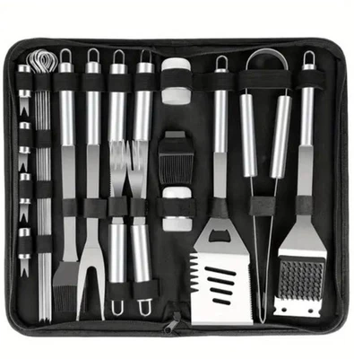 15 PC Grilling Set Stainless Steel BBQ Tools Set with Carrying Case - Image 1 of 2