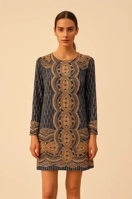 Mini Vestido BCBG MaxAzria Allina Boho Estampado de Encaje Para Mujer Talla S” Foto 1 de 4