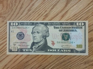 2004 A $10 "STAR NOTE" GEM/UNC BOSTON DISTRICT GA00507126* LOW NUMBER 00 START - Picture 1 of 5