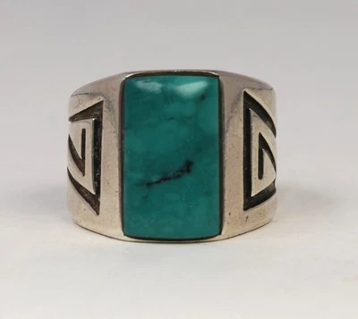 Anillo Navajo de Plata de Ley con Montura Turquesa Talla 10 Foto 1 de 4