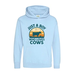 Just A Boy Who Loves Cows Hoodie Tee – Cute Farm Animal Gift for Kids - Picture 1 of 9