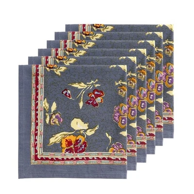 Couleur Nature Pansy Red/Grey Napkins, Set of 6 - Image 1 of 4