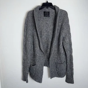 AllSaints Spitalfields Open Front Cardigan Sweater-Gray-Mohair Wool-XXL - Picture 1 of 9