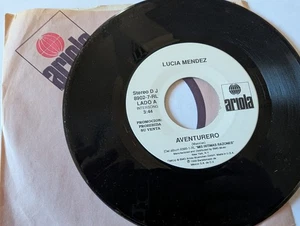 Lucia Mendez promo 45 Aventurero Ariola DJ White Label Mexican Latin Pop 1988 - Imagen 1 de 3