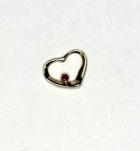 Pre-owned 14k Yellow Gold Floating Heart with Ruby Charm - Picture 1 of 13